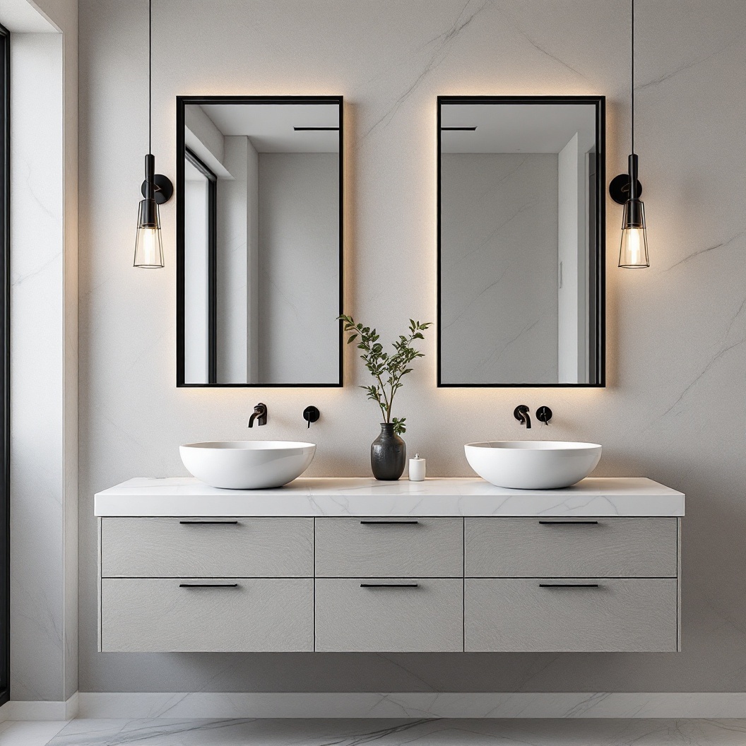 Double vanity with sconce lighting