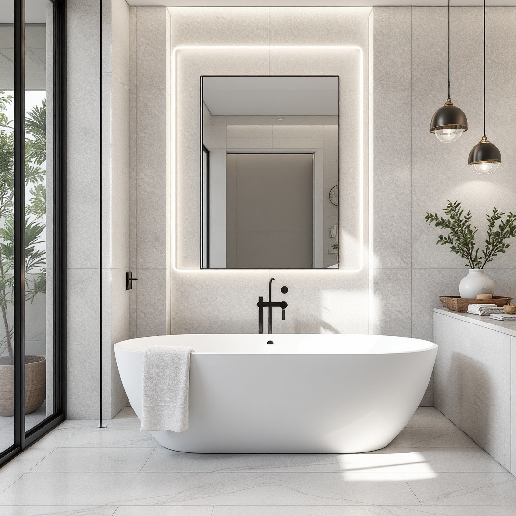 Modern bathroom with custom tile